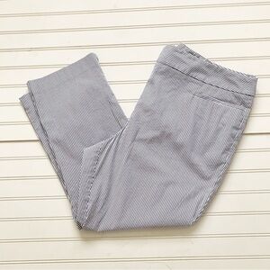 Ann Taylor Factory Striped Capris Blue and White Stretch High Waist Sz 14